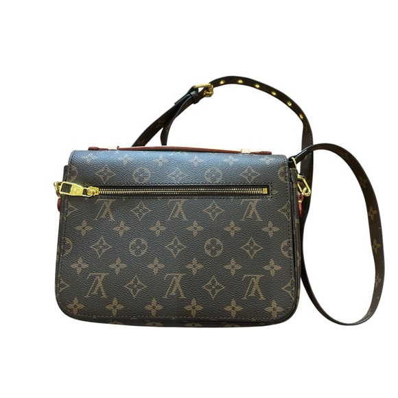 Designer Inspired Monogram Print Flap Crossbody Bag Gold Hardware Faux Leather - Picture 2 of 7